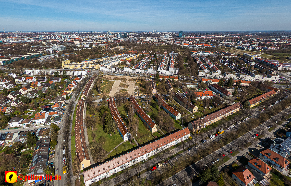 21.03.2023 - Luftbilder von der Baustelle Maikäfersiedlung in Berg am Laim